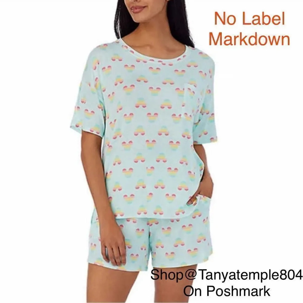 Disney Women's 2 Piece Short Sleeve Shirt & Short Pajama Set NWOT